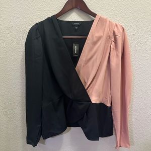 Express Color Block Peplum Top